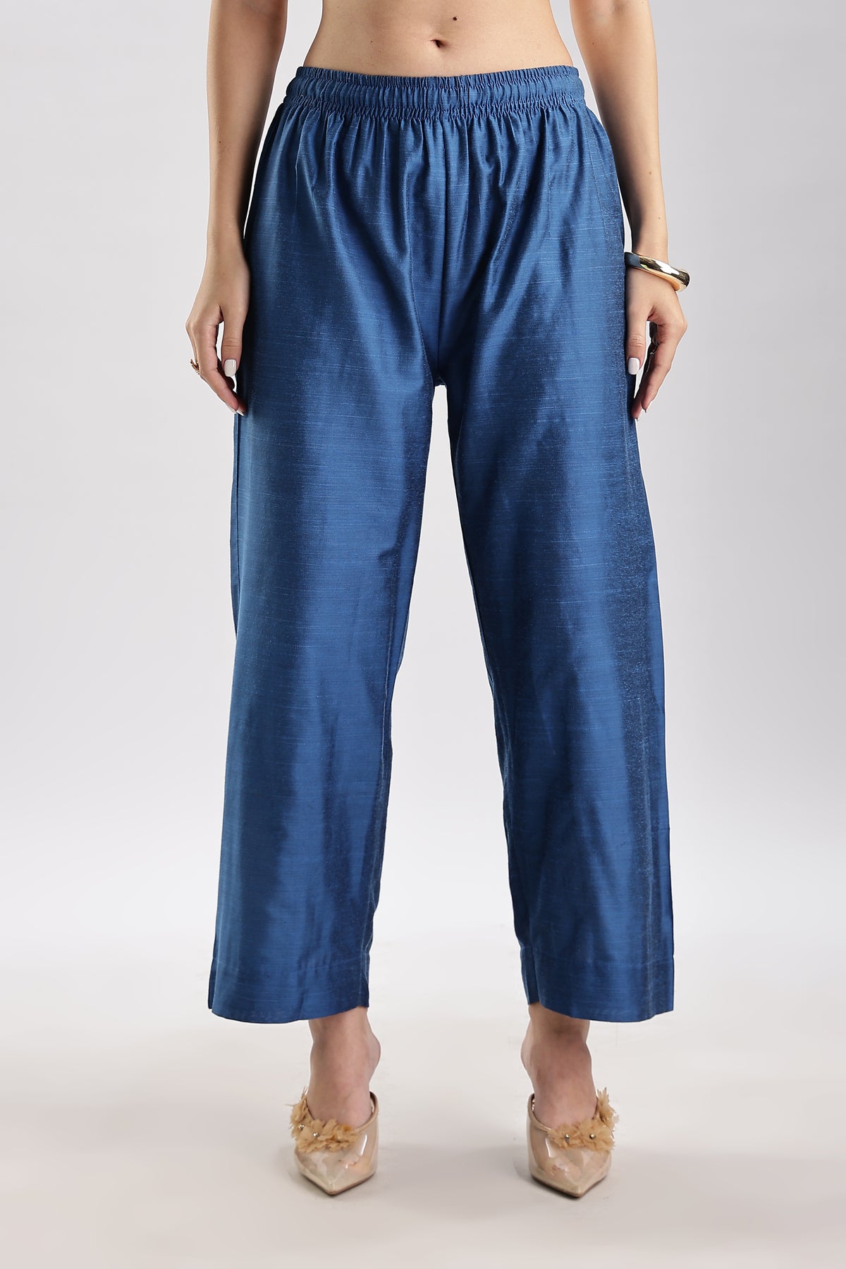 Cotton Silk Collared Printed Set