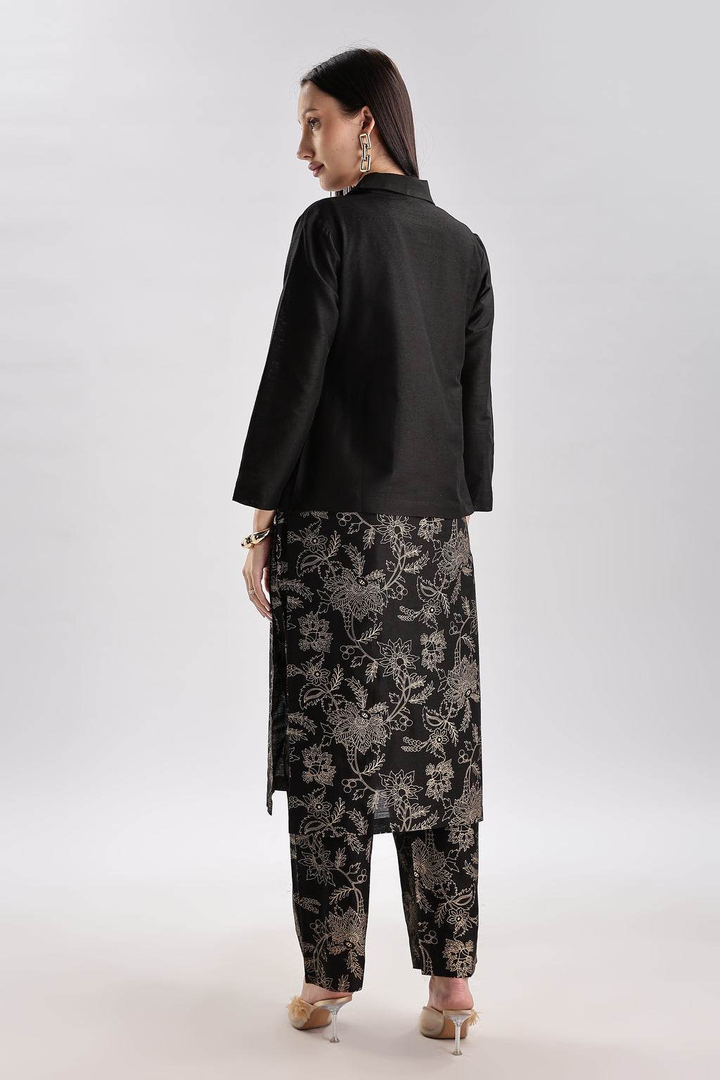 Cotton Silk Blazer Set - 3 piece