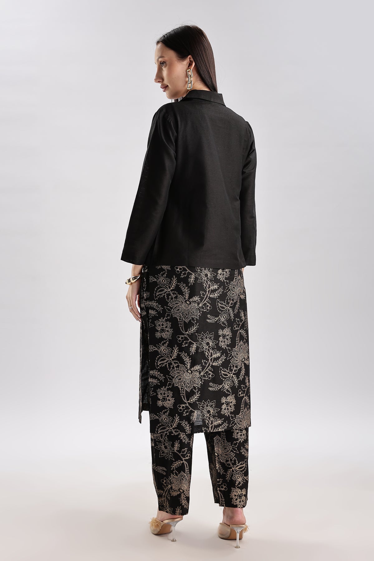 Cotton Silk Blazer Set - 3 piece