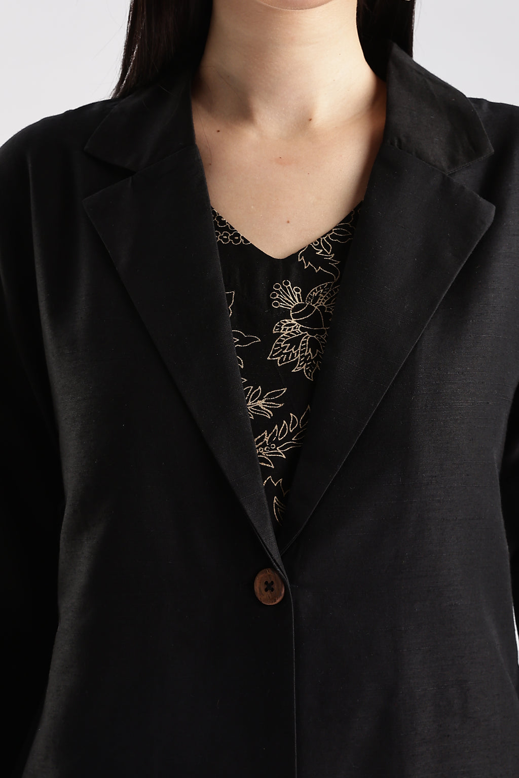 Cotton Silk Blazer Set - 3 piece