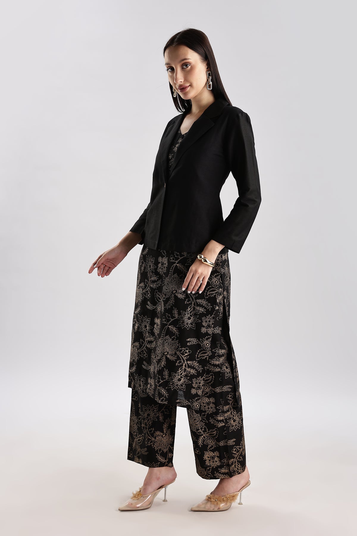 Cotton Silk Blazer Set - 3 piece