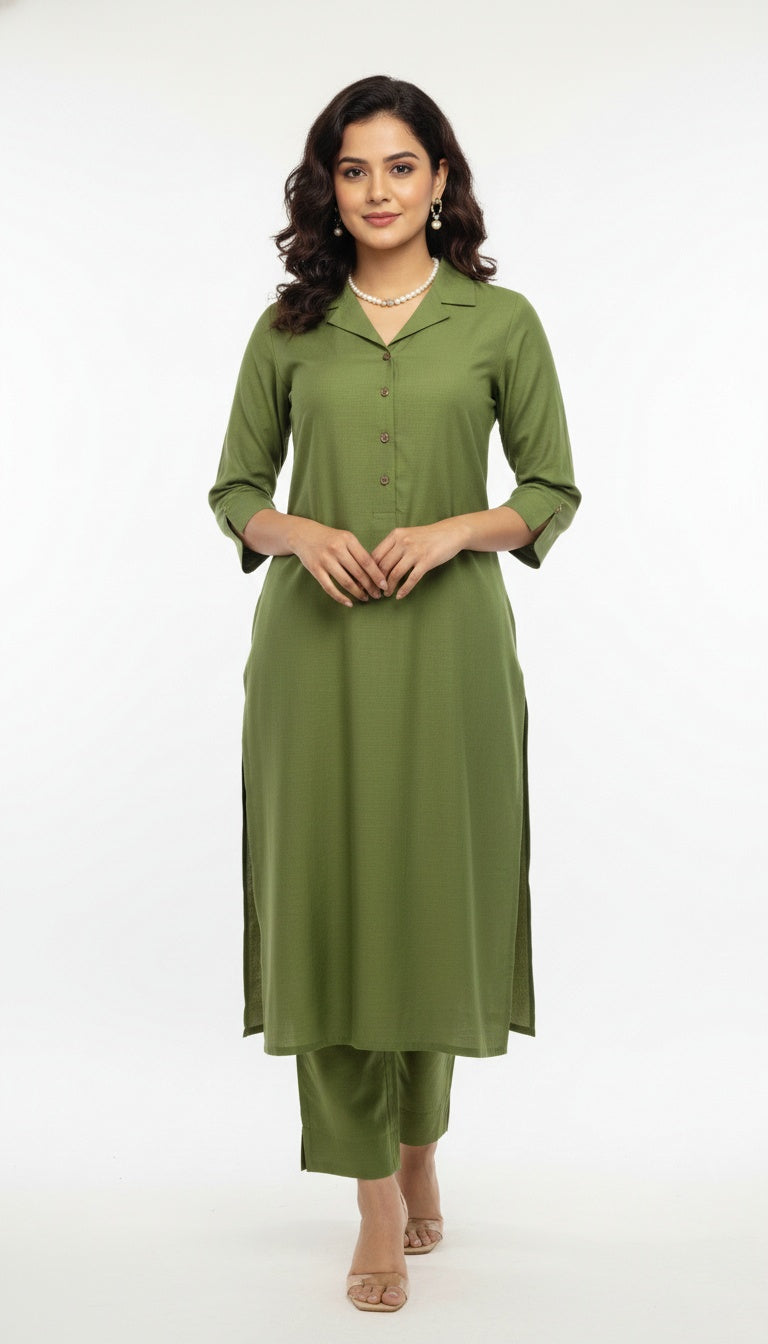 Cotton Silk Collared Set