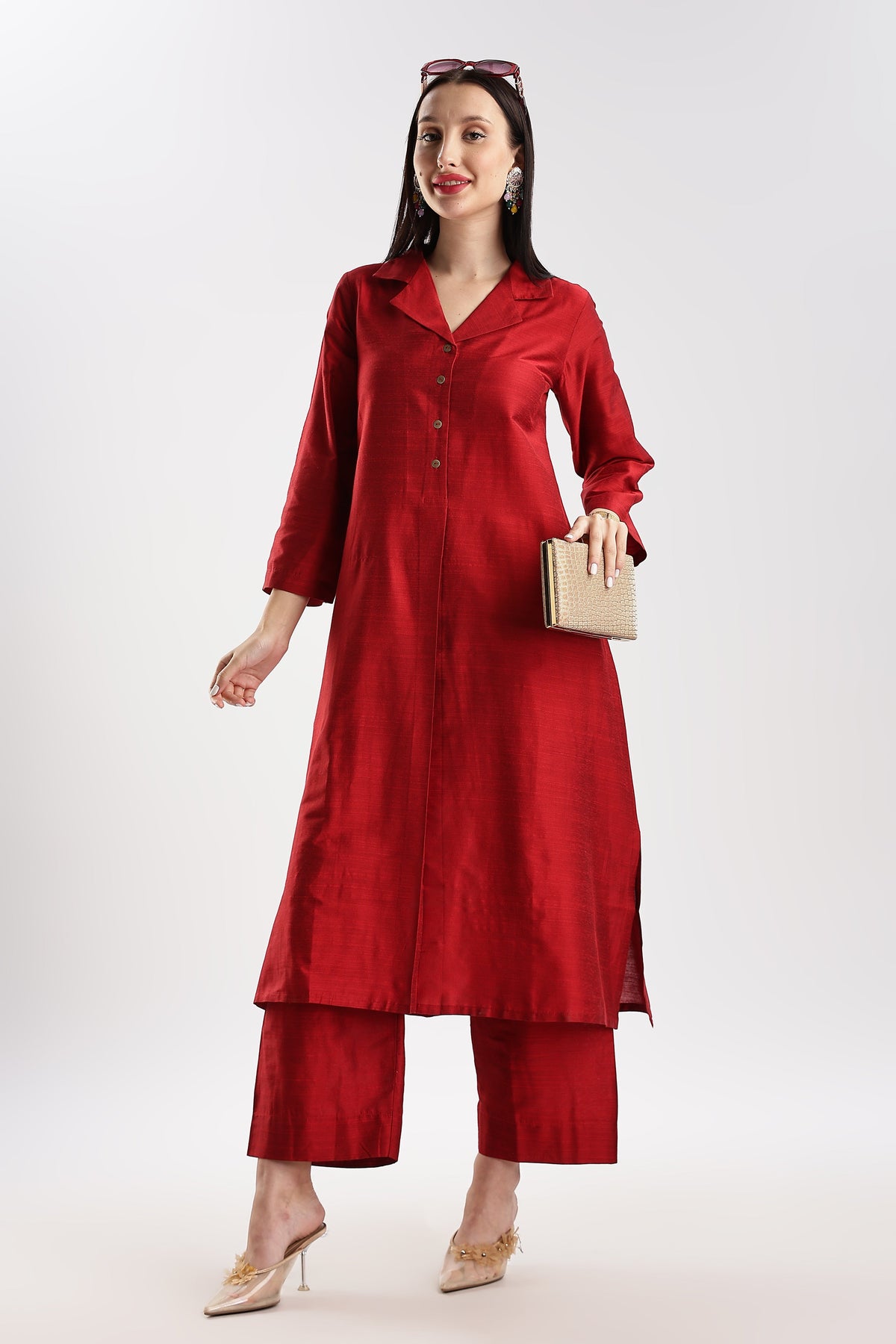 Cotton Silk Collared Set