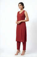 Cotton Sleeveless Set - Brick Red