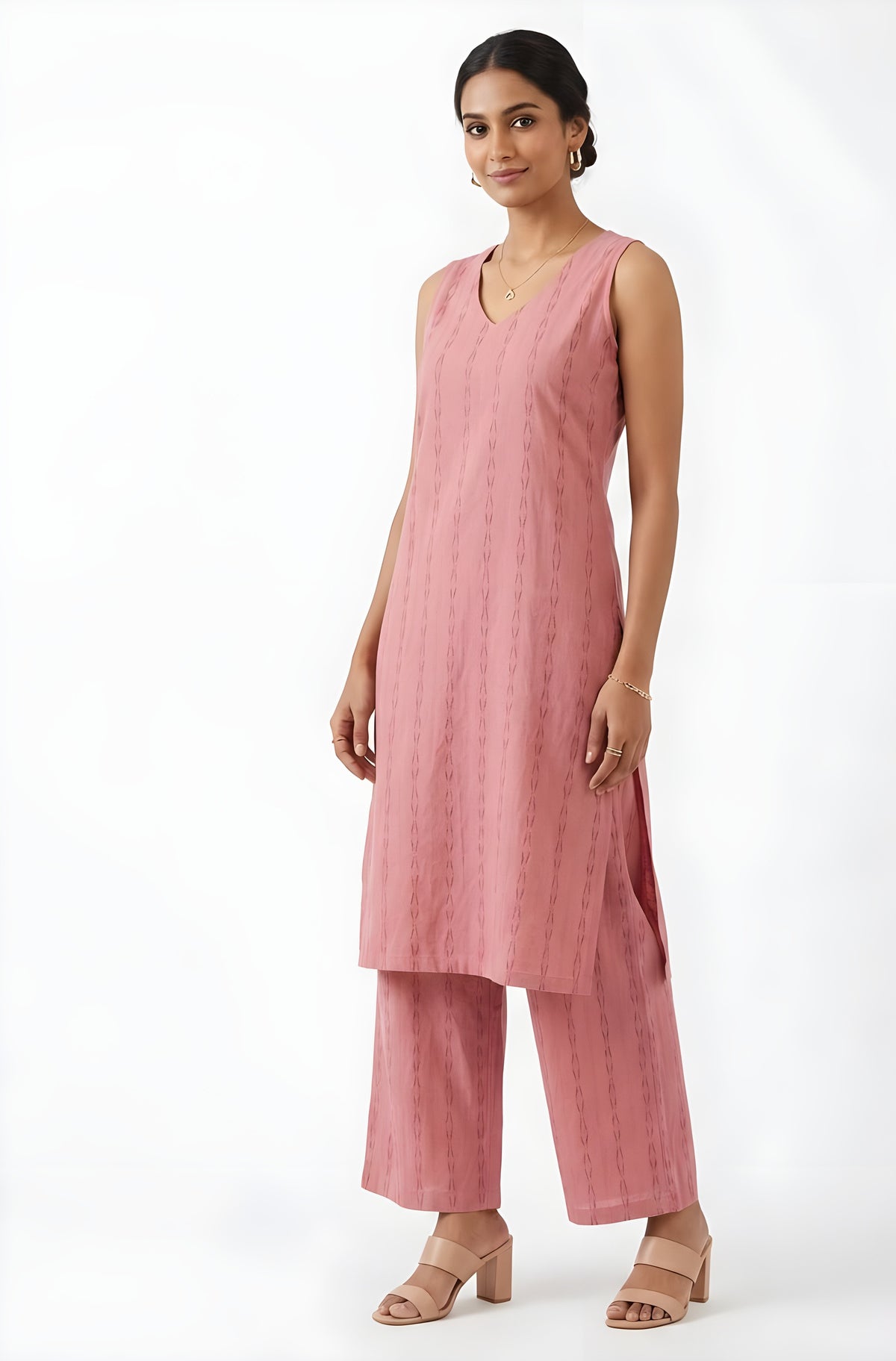 Cotton Sleeveless Set - Pink