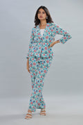 Ikat Blazer Set - Teal